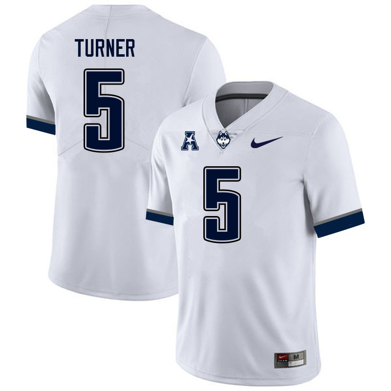 Men #5 Aaron Turner Uconn Huskies College Football Jerseys Sale-White